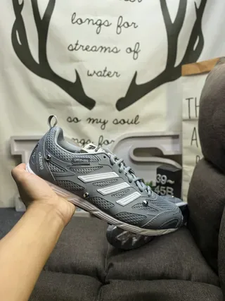 Adidas Gray White Mesh Upper Synthetic Overlays Lifestyle Sneakers 5