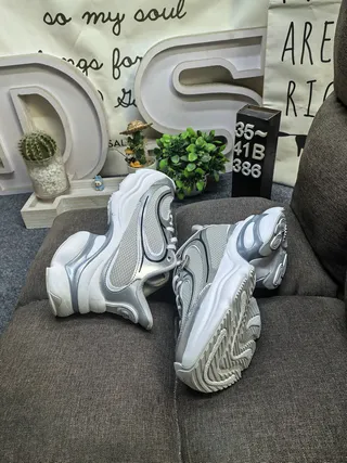 Adidas Gray White Sculpted Sole Mesh And Synthetic Overlay Construction Chunky Sneakers 6