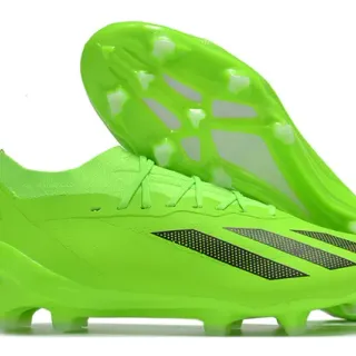 Adidas Green Black Neon Monochrome Perforated Stripes Firm-Ground Soccer Shoes