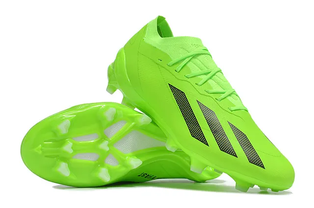 Adidas Green Black Neon Monochrome Perforated Stripes Firm-Ground Soccer Shoes 2