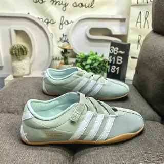 Adidas Green White Laceless Velcro Strap Lifestyle Sneakers