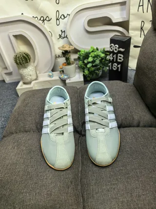 Adidas Green White Laceless Velcro Strap Lifestyle Sneakers 10