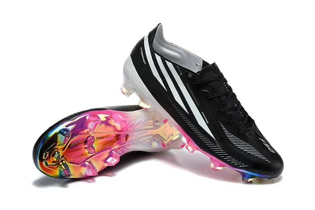 Adidas Hyperfast Preto Multicolor Botina Baixo Corte Superior Iridescente Translúcida Sola para Terreno Firme Sapatos de Futebol 7
