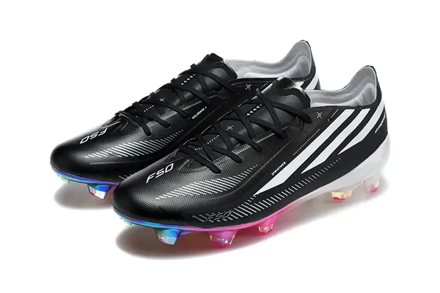 Adidas Hyperfast Preto Multicolor Botina Baixo Corte Superior Iridescente Translúcida Sola para Terreno Firme Sapatos de Futebol 8