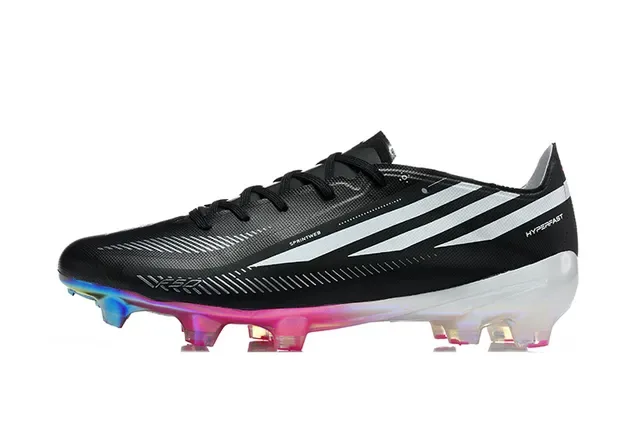 Adidas Hyperfast Preto Multicolor Botina Baixo Corte Superior Iridescente Translúcida Sola para Terreno Firme Sapatos de Futebol 10
