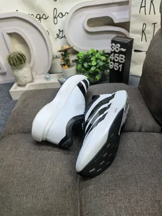Adidas Laceless Zip-Front White and Black Lifestyle Sneakers 6