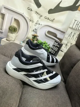 Adidas Laceless Zip-Front White and Black Lifestyle Sneakers 9