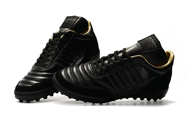 Adidas Mundial Team Branco e Cinza Dourado Gramado Sapatos de Futebol 8