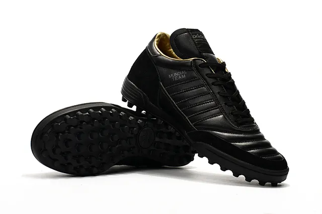Adidas Mundial Team Branco e Cinza Dourado Gramado Sapatos de Futebol 10