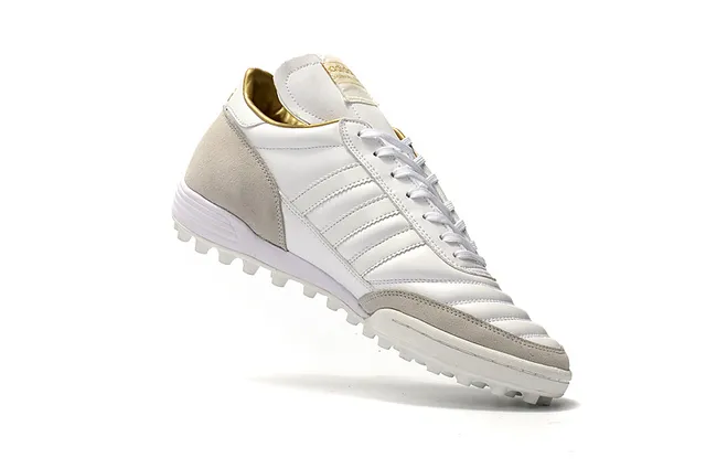 Adidas Mundial Team Branco e Cinza Dourado Gramado Sapatos de Futebol 15