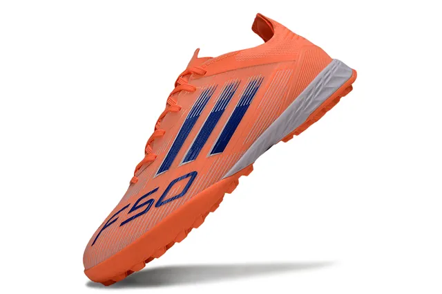 Adidas Orange Bleu Bas Coupe Tige Synthétique Trois Rayures Marque Turf Chaussures de Soccer 3