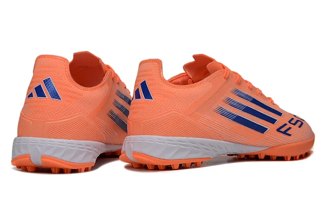Adidas Orange Bleu Bas Coupe Tige Synthétique Trois Rayures Marque Turf Chaussures de Soccer 5