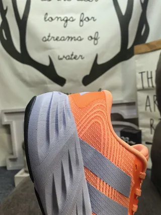 Adidas Chaussures de course avec upper en tricot orange argent, semelle intermédiaire sculptée avec arêtes 3