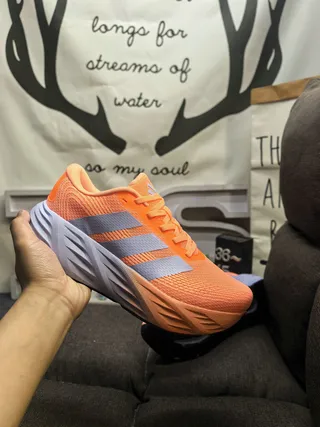Adidas Chaussures de course avec upper en tricot orange argent, semelle intermédiaire sculptée avec arêtes 5