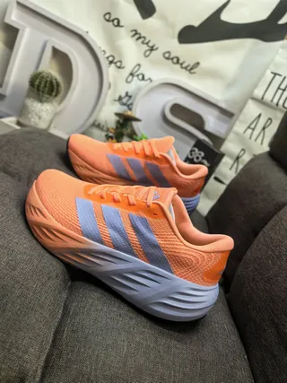 Adidas Chaussures de course avec upper en tricot orange argent, semelle intermédiaire sculptée avec arêtes 7