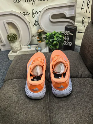 Adidas Chaussures de course avec upper en tricot orange argent, semelle intermédiaire sculptée avec arêtes 8