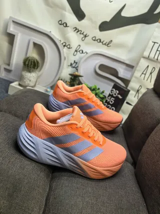 Adidas Chaussures de course avec upper en tricot orange argent, semelle intermédiaire sculptée avec arêtes 9