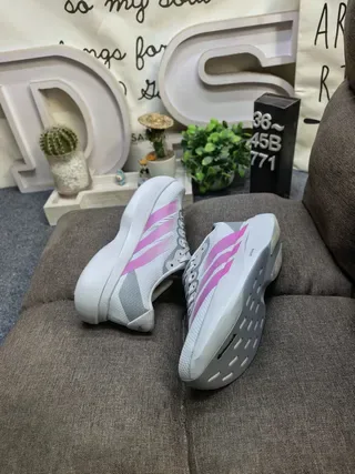 Adidas Pink and Gray Three-Stripe Lifestyle Sneakers 6