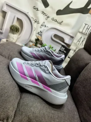 Adidas Pink and Gray Three-Stripe Lifestyle Sneakers 7
