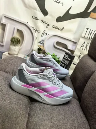 Adidas Pink and Gray Three-Stripe Lifestyle Sneakers 9