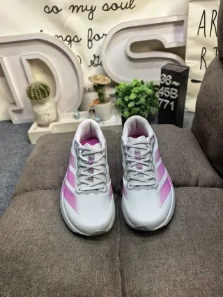 Adidas Pink and Gray Three-Stripe Lifestyle Sneakers 10