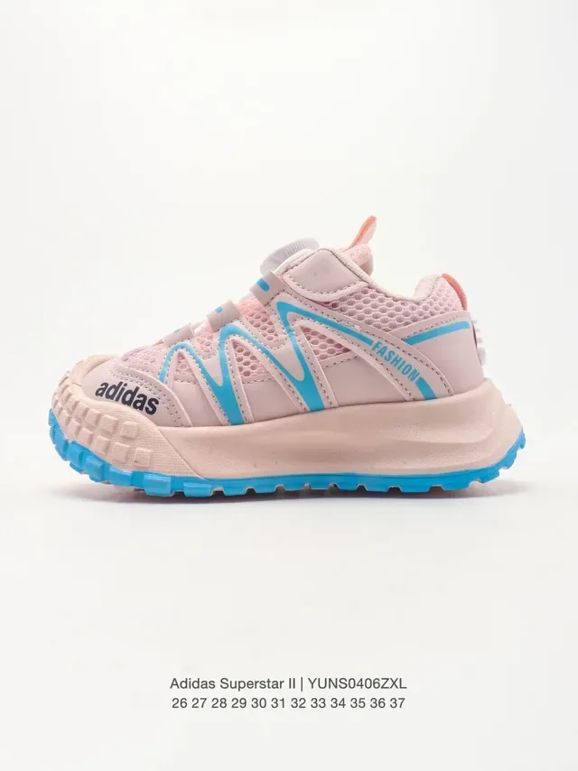 Adidas Pink Blue Laceless Boa Dial Closure Wavy Synthetic Overlays Lifestyle Sneakers 22
