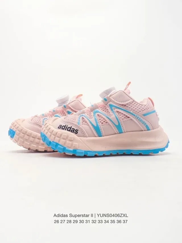 Adidas Pink Blue Laceless Boa Dial Closure Wavy Synthetic Overlays Lifestyle Sneakers 24