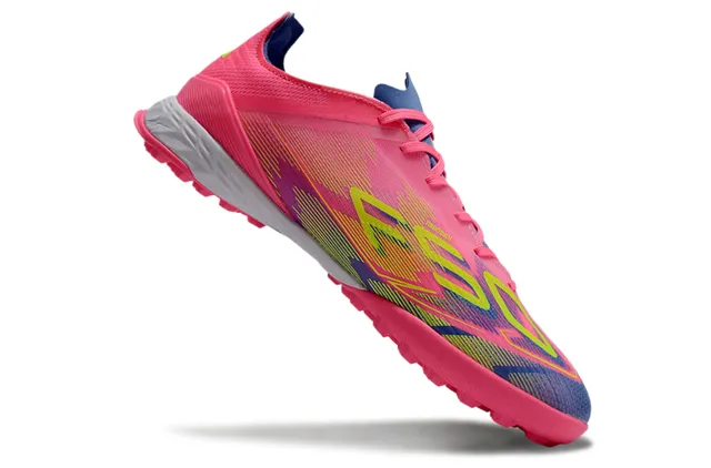 Adidas chaussures de football turf upper synthétique low-cut studs moulés rose bleu 2