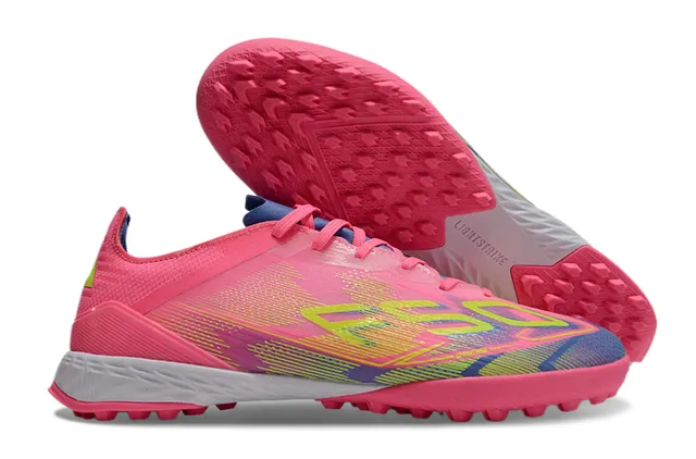Adidas chaussures de football turf upper synthétique low-cut studs moulés rose bleu 5