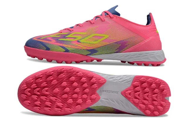 Adidas chaussures de football turf upper synthétique low-cut studs moulés rose bleu 6