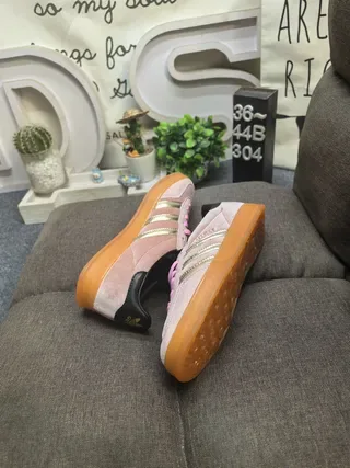 Adidas Pink Gold Suede Upper Metallic Stripes Lifestyle Sneakers 6