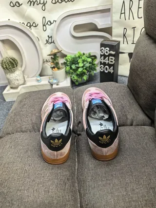 Adidas Pink Gold Suede Upper Metallic Stripes Lifestyle Sneakers 8