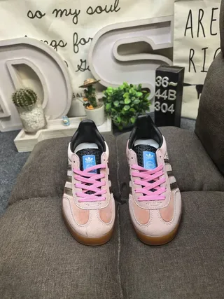 Adidas Pink Gold Suede Upper Metallic Stripes Lifestyle Sneakers 10