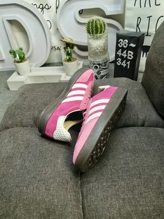 Adidas Pink White Suede Upper Knitted Heel Tab Lifestyle Sneakers 6