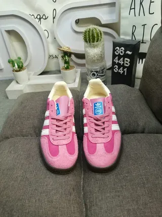 Adidas Pink White Suede Upper Knitted Heel Tab Lifestyle Sneakers 10