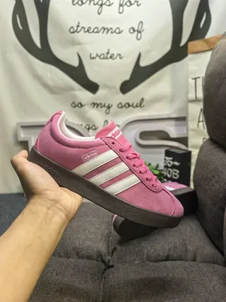 Adidas Pink White Suede Upper Three Stripes Lifestyle Sneakers 5