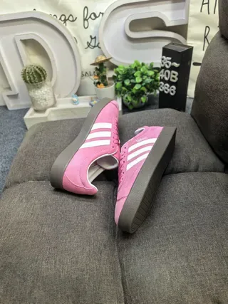 Adidas Pink White Suede Upper Three Stripes Lifestyle Sneakers 6