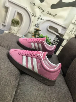 Adidas Pink White Suede Upper Three Stripes Lifestyle Sneakers 7