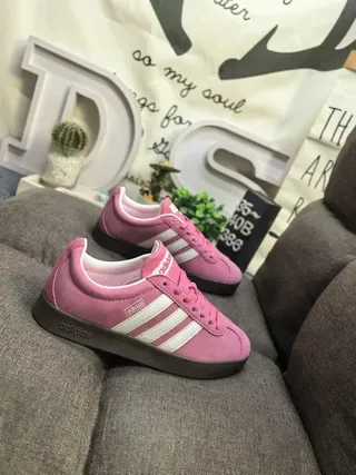 Adidas Pink White Suede Upper Three Stripes Lifestyle Sneakers 9