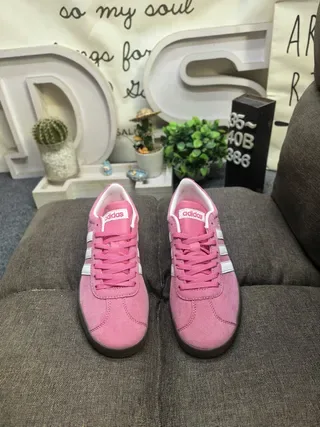 Adidas Pink White Suede Upper Three Stripes Lifestyle Sneakers 10