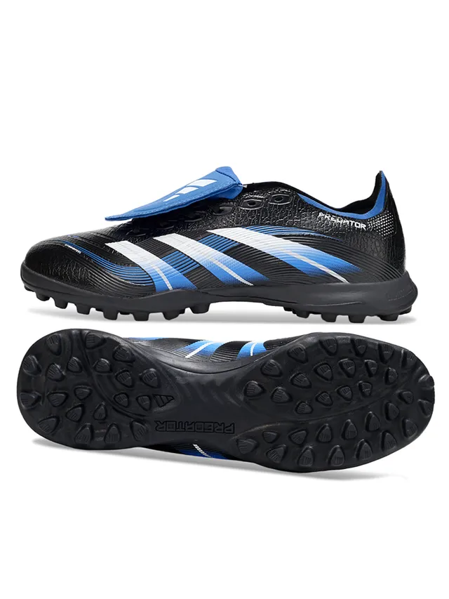 Adidas Predator Noir Bleu Sans Lacets Fermeture à lanière Tige Synthétique Texturée Gazon Artificiel Chaussures de Football 2