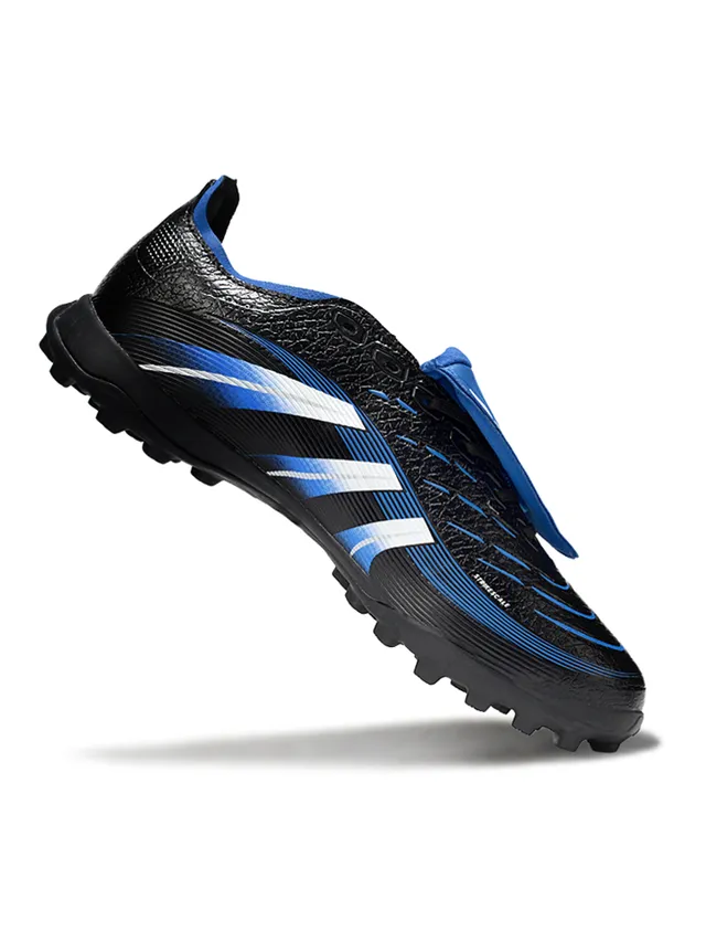 Adidas Predator Noir Bleu Sans Lacets Fermeture à lanière Tige Synthétique Texturée Gazon Artificiel Chaussures de Football 3