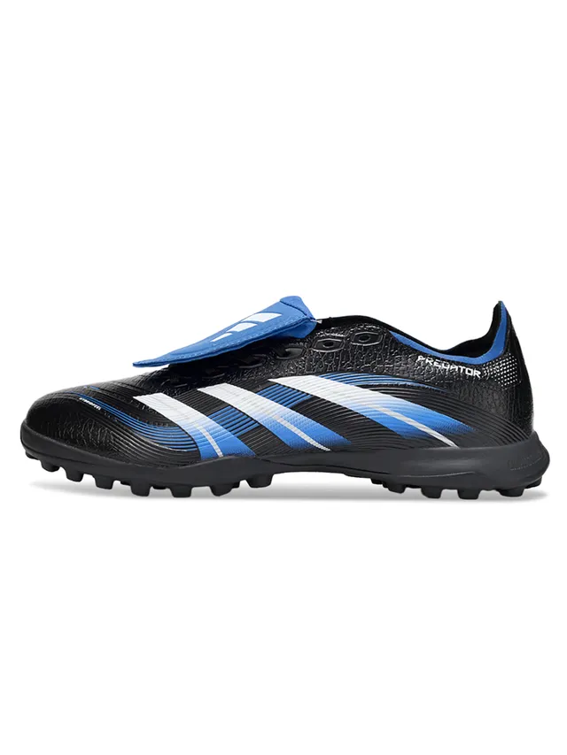Adidas Predator Noir Bleu Sans Lacets Fermeture à lanière Tige Synthétique Texturée Gazon Artificiel Chaussures de Football 4