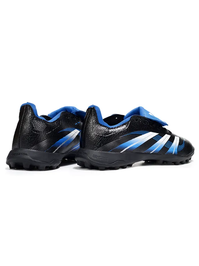 Adidas Predator Noir Bleu Sans Lacets Fermeture à lanière Tige Synthétique Texturée Gazon Artificiel Chaussures de Football 5