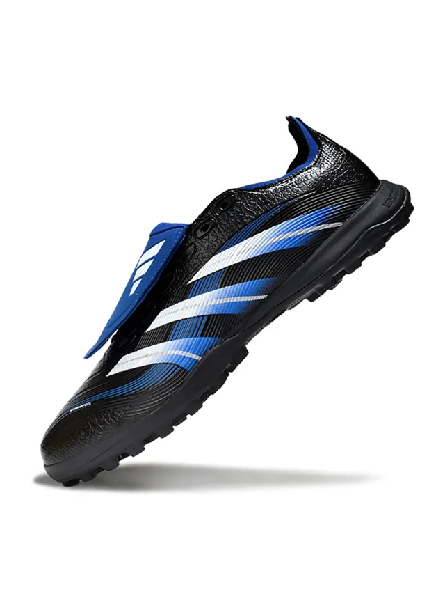 Adidas Predator Noir Bleu Sans Lacets Fermeture à lanière Tige Synthétique Texturée Gazon Artificiel Chaussures de Football 6