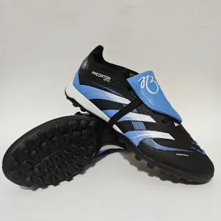 Adidas Predator काला नीला लो-कट सिल्हूट स्ट्रैप क्लोजर सिस्टम टर्फ फुटबॉल जूते