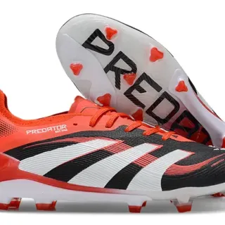 Adidas Predator काला नारंगी लो-कट बूट हाइब्रिड टेक्सटाइल-अप फर्म-ग्राउंड सॉकर शूज