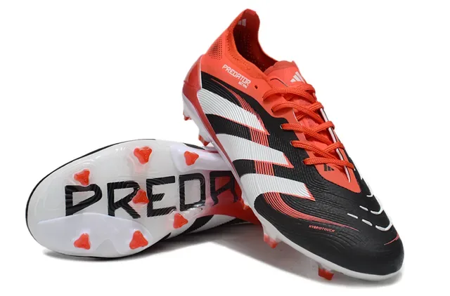 Adidas Predator Chaussures de Football Noir Orange Basses Upper Híbrido Textil Ground Firme 4