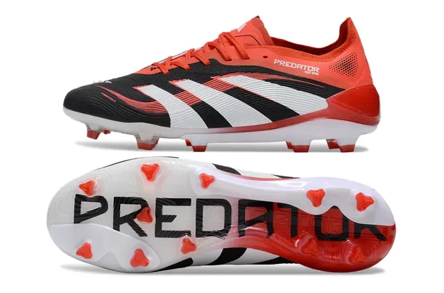 Adidas Predator Chaussures de Football Noir Orange Basses Upper Híbrido Textil Ground Firme 5