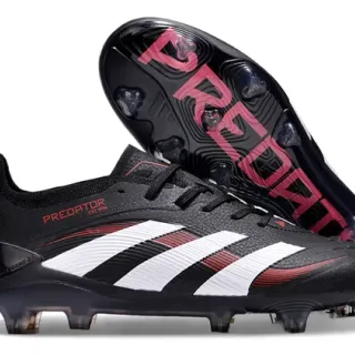 Adidas Predator Black White Red Firm-Ground Soccer Shoes